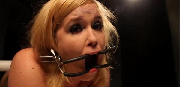  Open mouth gagged sub spanked by femdom